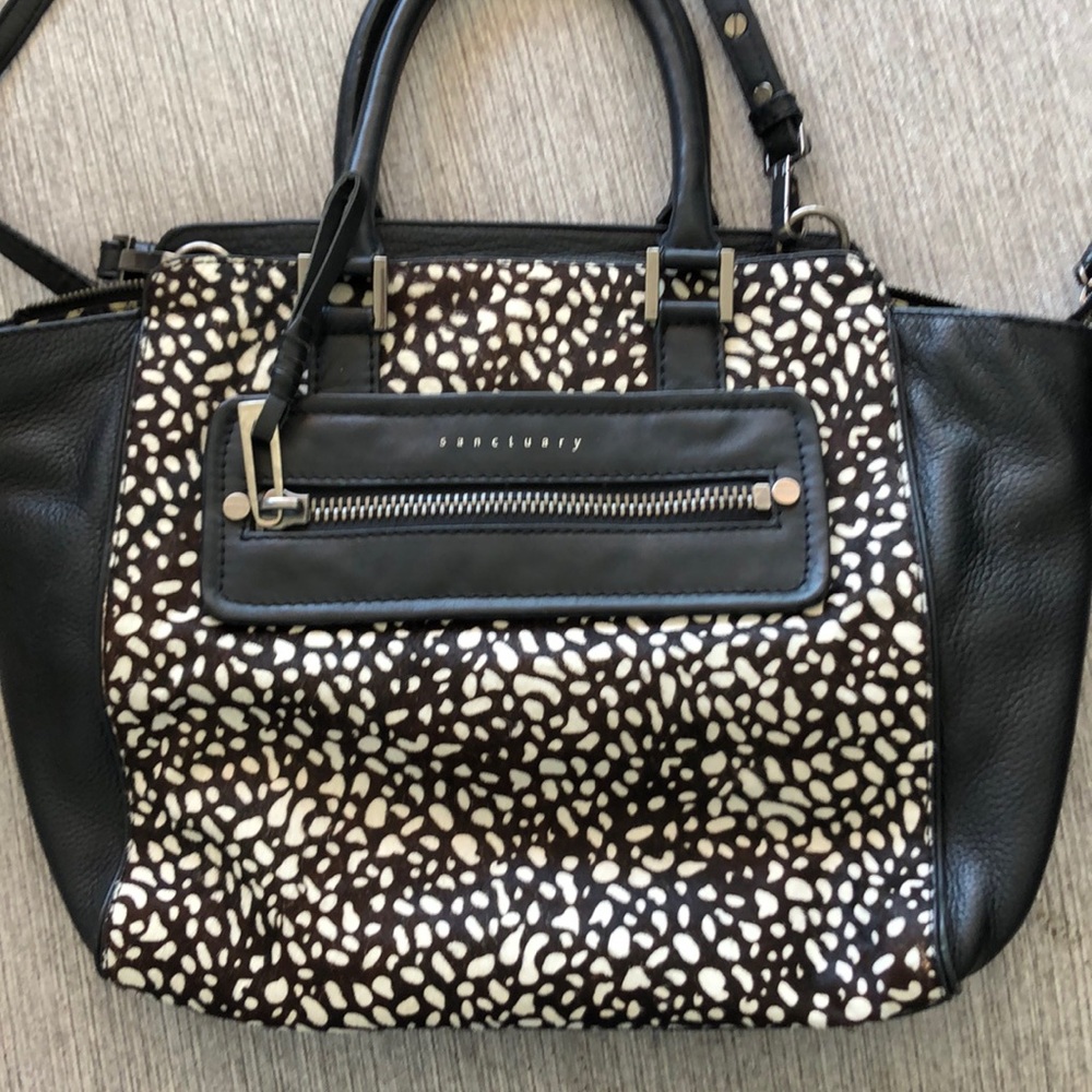 Sanctuary cow hide tote bag with tags